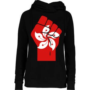 Resist Fist Hong Kong Flag Womens Funnel Neck Pullover Hood