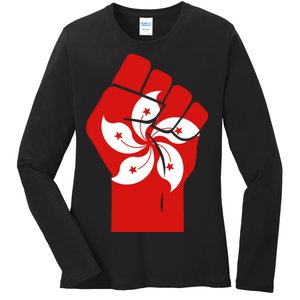 Resist Fist Hong Kong Flag Ladies Long Sleeve Shirt