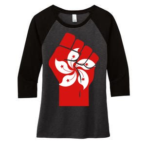 Resist Fist Hong Kong Flag Women's Tri-Blend 3/4-Sleeve Raglan Shirt