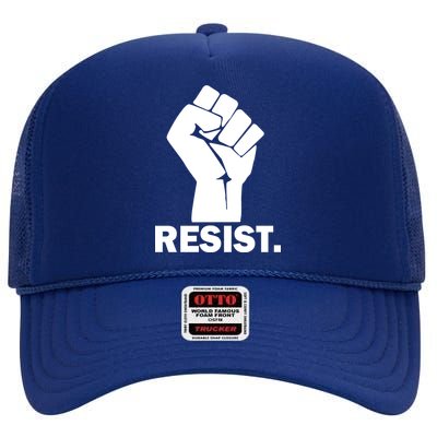 Resist Fist Logo Anti Trump High Crown Mesh Back Trucker Hat