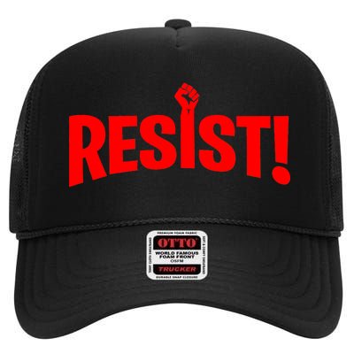 Resist Fist Logo Anti Trump Resistance Revolution High Crown Mesh Back Trucker Hat