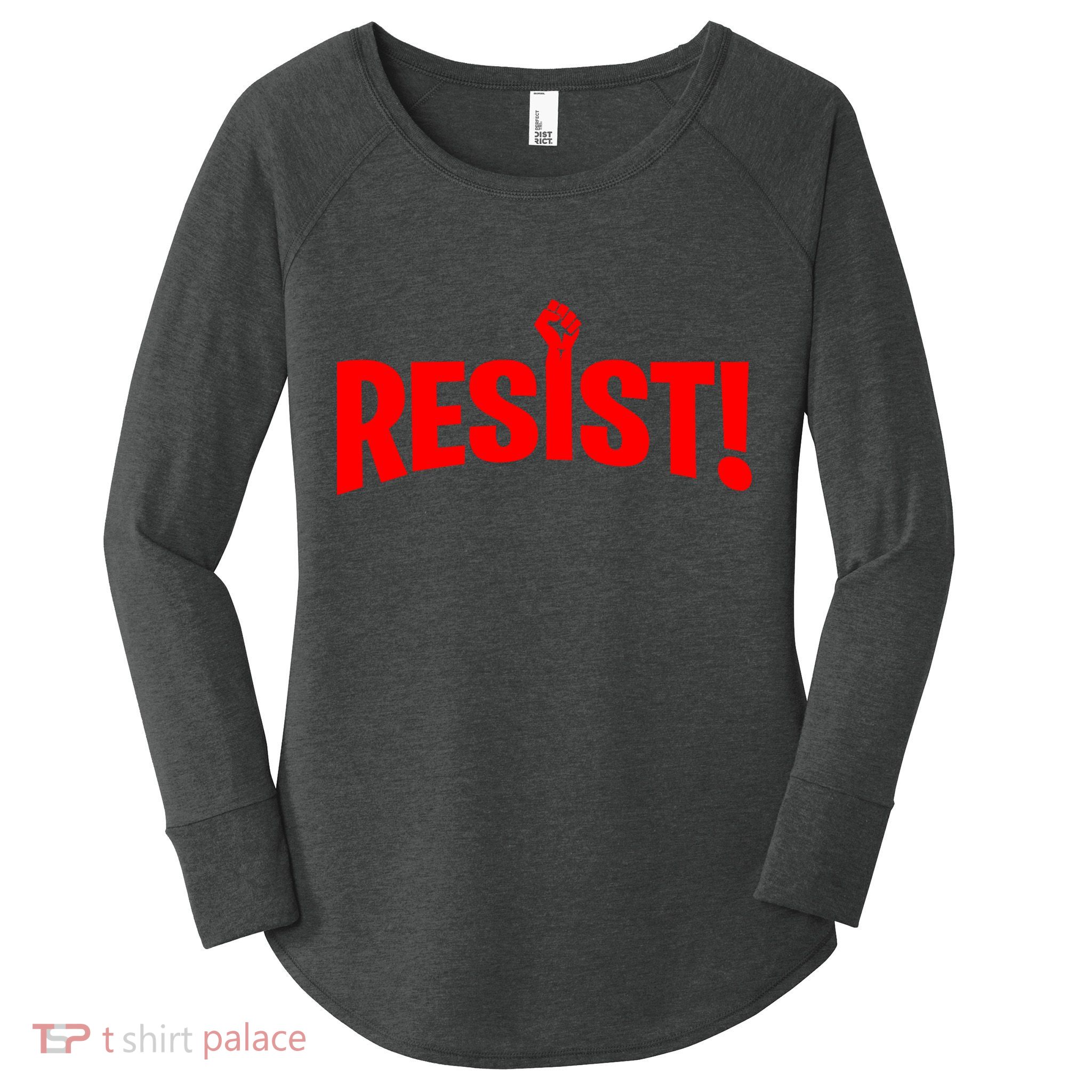 Resist Fist Logo Anti Trump Resistance Revolution Women's Perfect Tri Tunic Long Sleeve Shirt