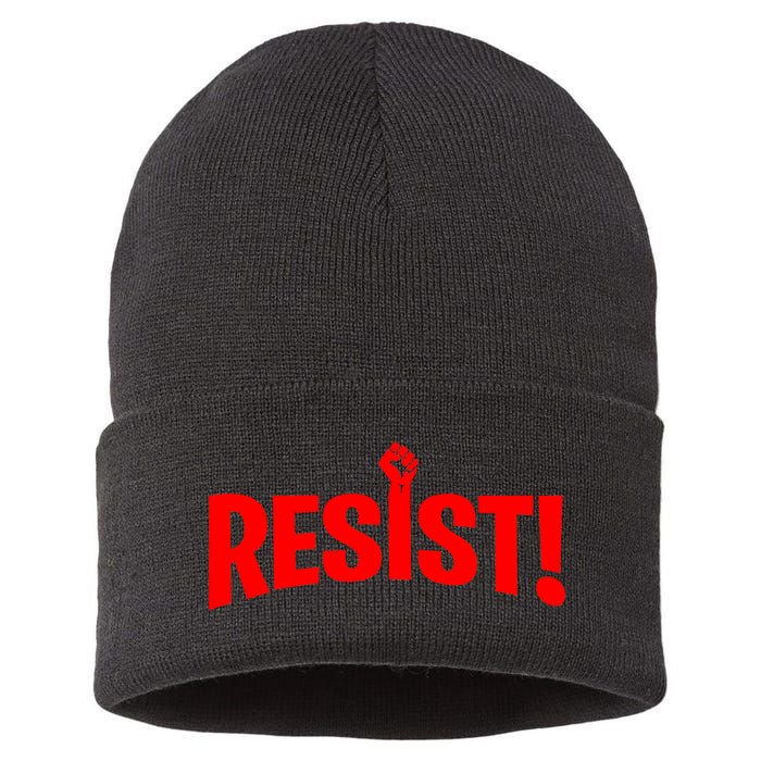 Resist Fist Logo Anti Trump Resistance Revolution Sustainable Knit Beanie