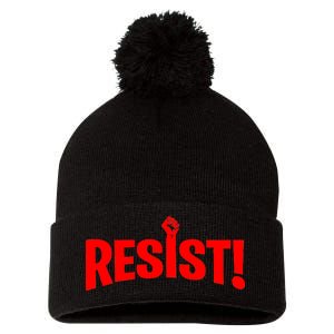 Resist Fist Logo Anti Trump Resistance Revolution Pom Pom 12in Knit Beanie