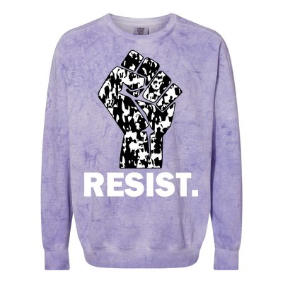 Resist Fist Pattern Hand Colorblast Crewneck Sweatshirt