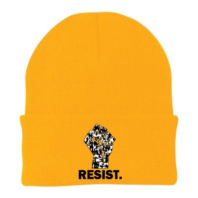 Resist Fist Pattern Hand Knit Cap Winter Beanie