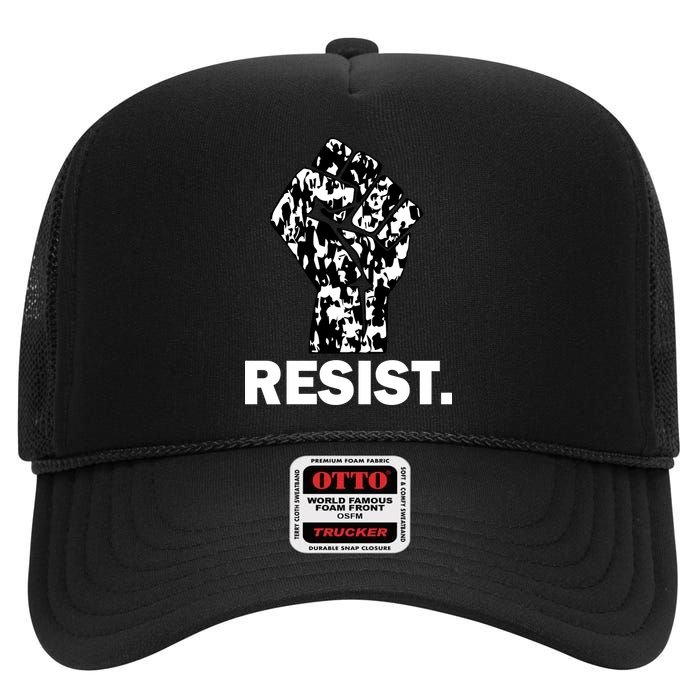 Resist Fist Pattern Hand High Crown Mesh Back Trucker Hat