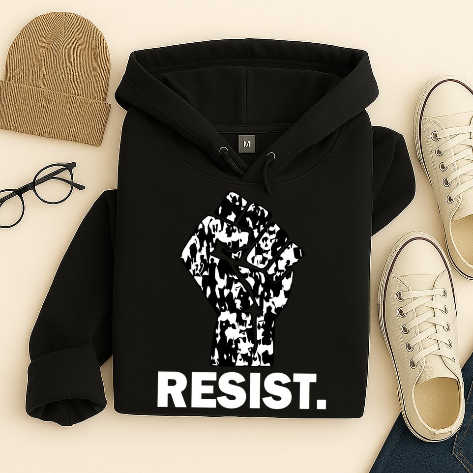 Resist Fist Pattern Hand Hoodie