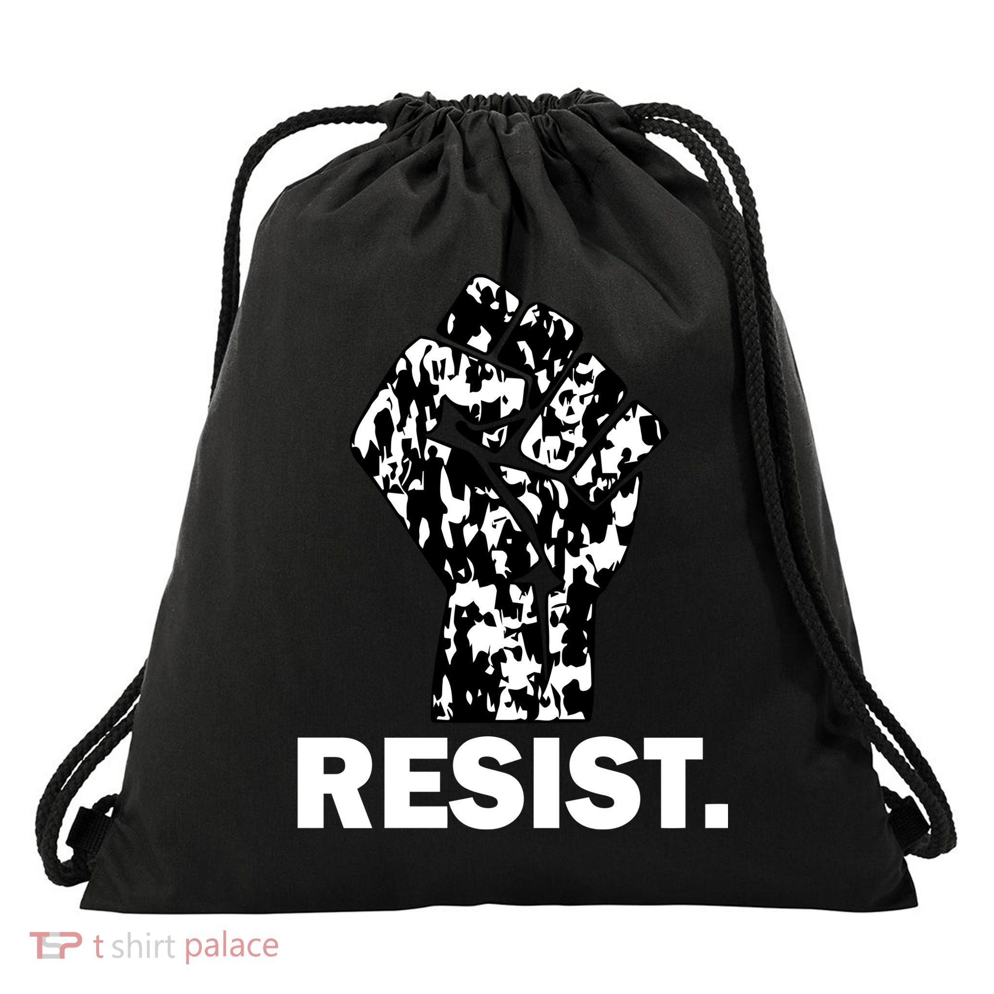 Resist Fist Pattern Hand Drawstring Bag