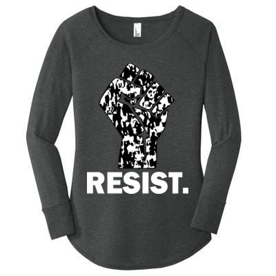 Resist Fist Pattern Hand Women's Perfect Tri Tunic Long Sleeve Shirt