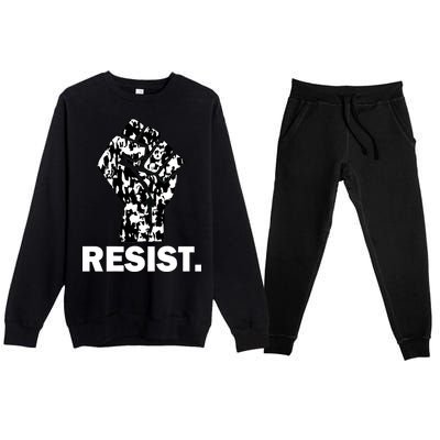 Resist Fist Pattern Hand Premium Crewneck Sweatsuit Set