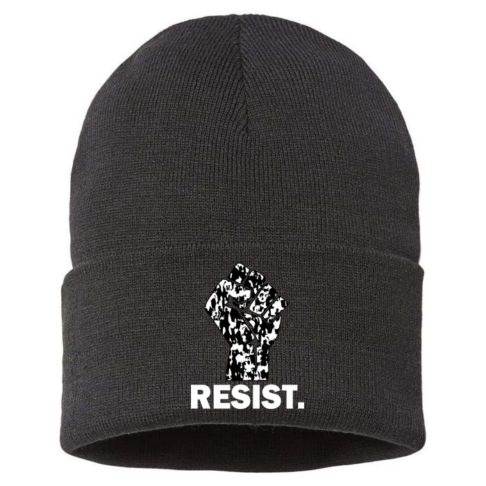 Resist Fist Pattern Hand Sustainable Knit Beanie