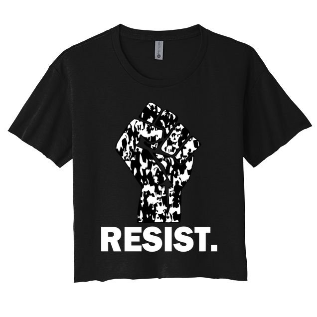 Resist Fist Pattern Hand Crop Top