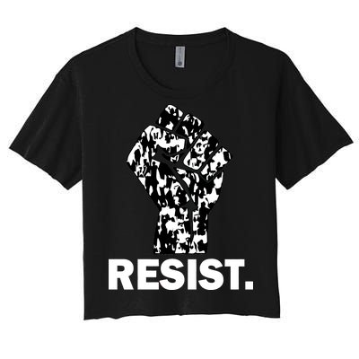 Resist Fist Pattern Hand Women's Crop Top Tee