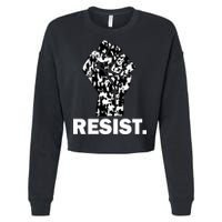 Resist Fist Pattern Hand Cropped Pullover Crew