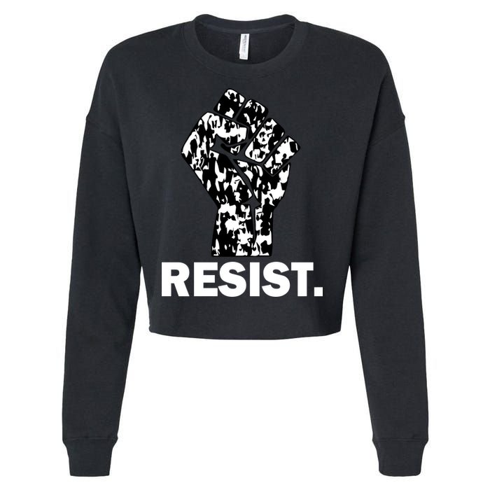 Resist Fist Pattern Hand Cropped Pullover Crew