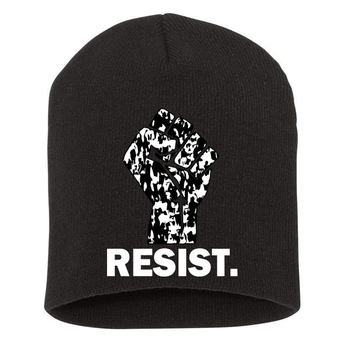 Resist Fist Pattern Hand Short Acrylic Beanie