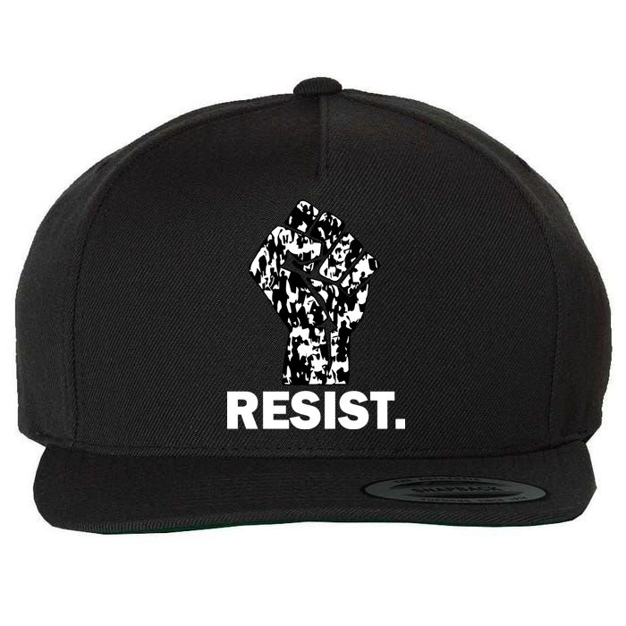 Resist Fist Pattern Hand Wool Snapback Cap