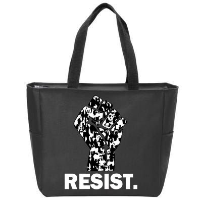 Resist Fist Pattern Hand Zip Tote Bag