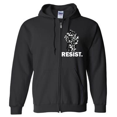 Resist Fist Pattern Hand Full Zip Hoodie