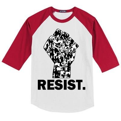 Resist Fist Pattern Hand Kids Colorblock Raglan Jersey