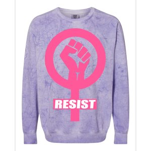 Resist Fist Women's Rights Logo Anti Trump Protest Colorblast Crewneck Sweatshirt