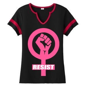 Resist Fist Women's Rights Logo Anti Trump Protest Ladies Halftime Notch Neck Tee