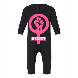 Resist Fist Women's Rights Logo Anti Trump Protest Infant Fleece One Piece