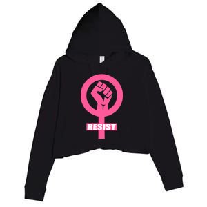 Resist Fist Women's Rights Logo Anti Trump Protest Crop Fleece Hoodie