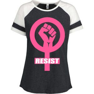 Resist Fist Women's Rights Logo Anti Trump Protest Enza Ladies Jersey Colorblock Tee