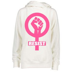 Resist Fist Women's Rights Logo Anti Trump Protest Womens Funnel Neck Pullover Hood