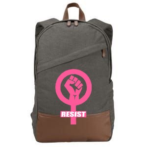 Resist Fist Women's Rights Logo Anti Trump Protest Cotton Canvas Backpack