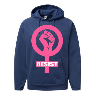 Resist Fist Women's Rights Logo Anti Trump Protest Performance Fleece Hoodie