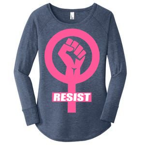 Resist Fist Women's Rights Logo Anti Trump Protest Women's Perfect Tri Tunic Long Sleeve Shirt