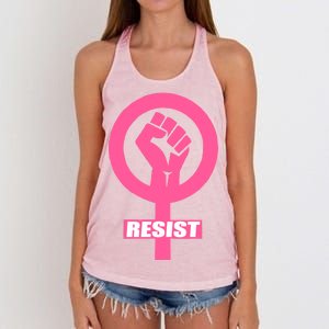 Resist Fist Women's Rights Logo Anti Trump Protest Women's Knotted Racerback Tank