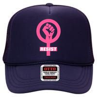 Resist Fist Women's Rights Logo Anti Trump Protest High Crown Mesh Back Trucker Hat