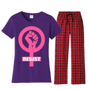 Resist Fist Women's Rights Logo Anti Trump Protest Women's Flannel Pajama Set