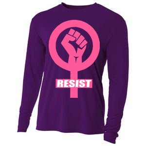 Resist Fist Women's Rights Logo Anti Trump Protest Cooling Performance Long Sleeve Crew