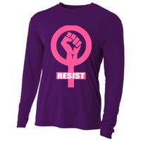 Resist Fist Women's Rights Logo Anti Trump Protest Cooling Performance Long Sleeve Crew