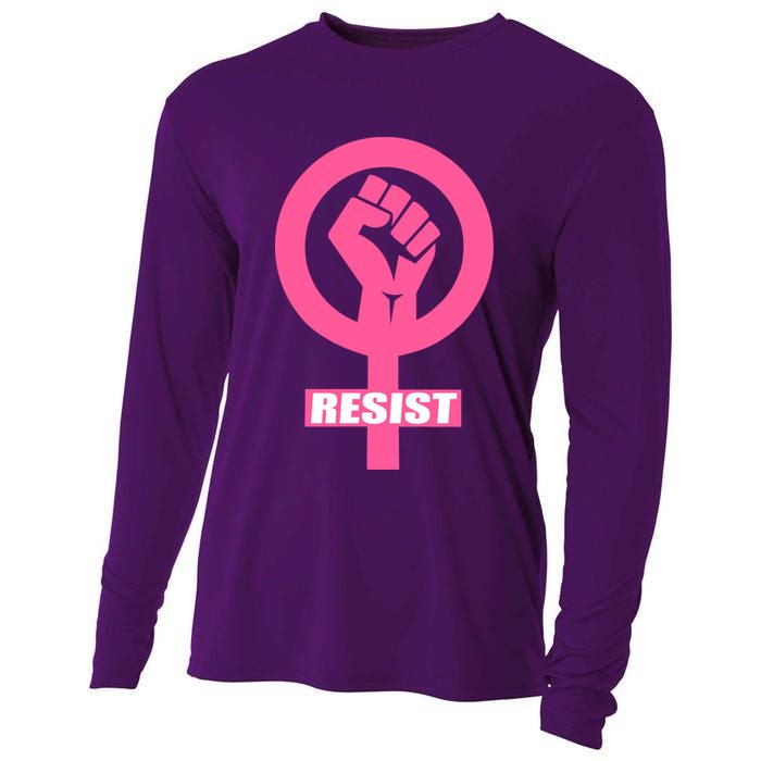 Resist Fist Women's Rights Logo Anti Trump Protest Cooling Performance Long Sleeve Crew
