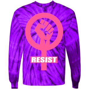 Resist Fist Women's Rights Logo Anti Trump Protest Tie-Dye Long Sleeve Shirt