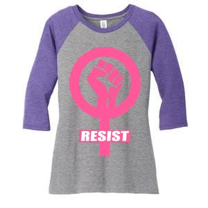 Resist Fist Women's Rights Logo Anti Trump Protest Women's Tri-Blend 3/4-Sleeve Raglan Shirt