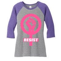 Resist Fist Women's Rights Logo Anti Trump Protest Women's Tri-Blend 3/4-Sleeve Raglan Shirt