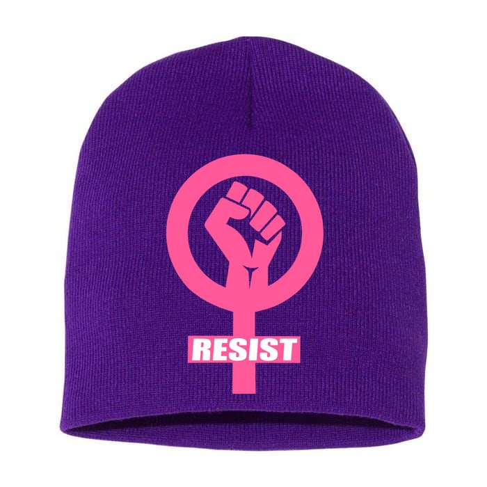 Resist Fist Women's Rights Logo Anti Trump Protest Short Acrylic Beanie