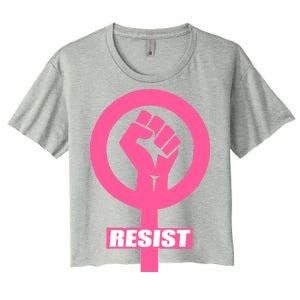 Resist Fist Women's Rights Logo Anti Trump Protest Women's Crop Top Tee