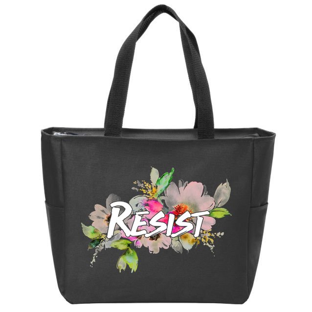Resist Flower Logo Zip Tote Bag