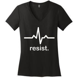 Resist Heart Beat Resistance Logo Women's V-Neck T-Shirt