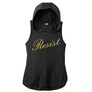 Resist Limited Gold Script Ladies PosiCharge Tri-Blend Wicking Draft Hoodie Tank