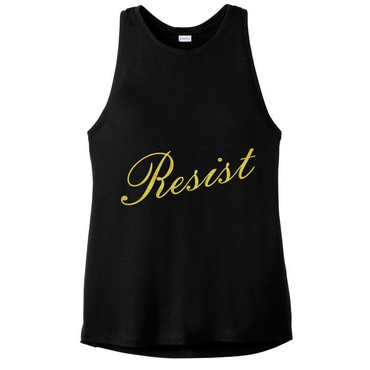 Resist Limited Gold Script Ladies PosiCharge Tri-Blend Wicking Tank