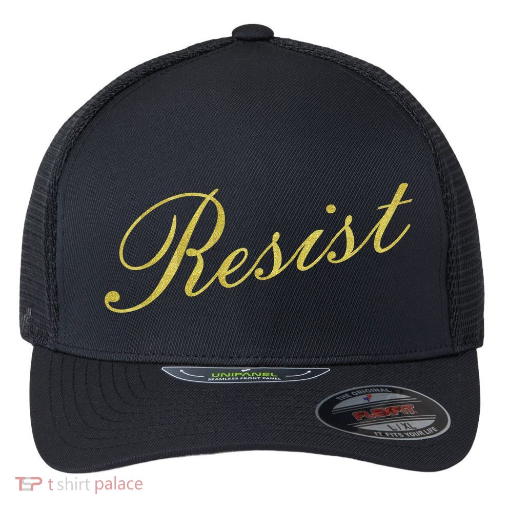 Resist Limited Gold Script Flexfit Unipanel Trucker Cap